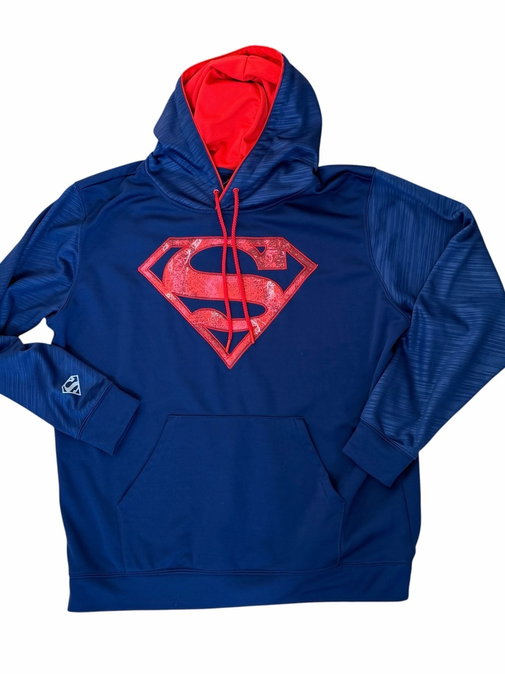 DC Comics Superman Men's XL Purple Blue Hoodie Red Logo Front Pocket - Picture 11 of 11